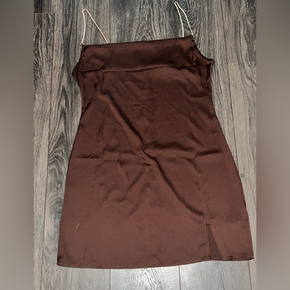 Silky Brown Mini Dress !